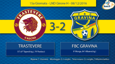 15a Giornata- LND Girone H: Trastevere- FBC Gravina