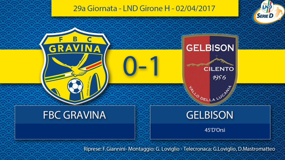 29a Giornata- LND Girone H: FBC Gravina- Gelbison Vallo