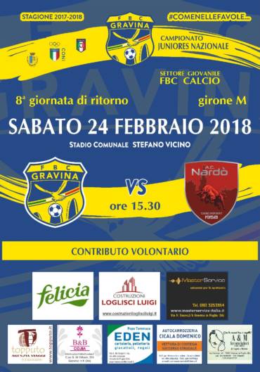 Juniores, sabato al Vicino arriva il Nardò