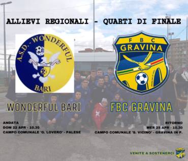 Allievi, al via i quarti: domenica l’andata contro la Wonderful
