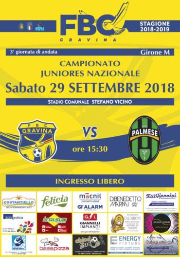 Juniores, sabato al Vicino arriva la Palmese