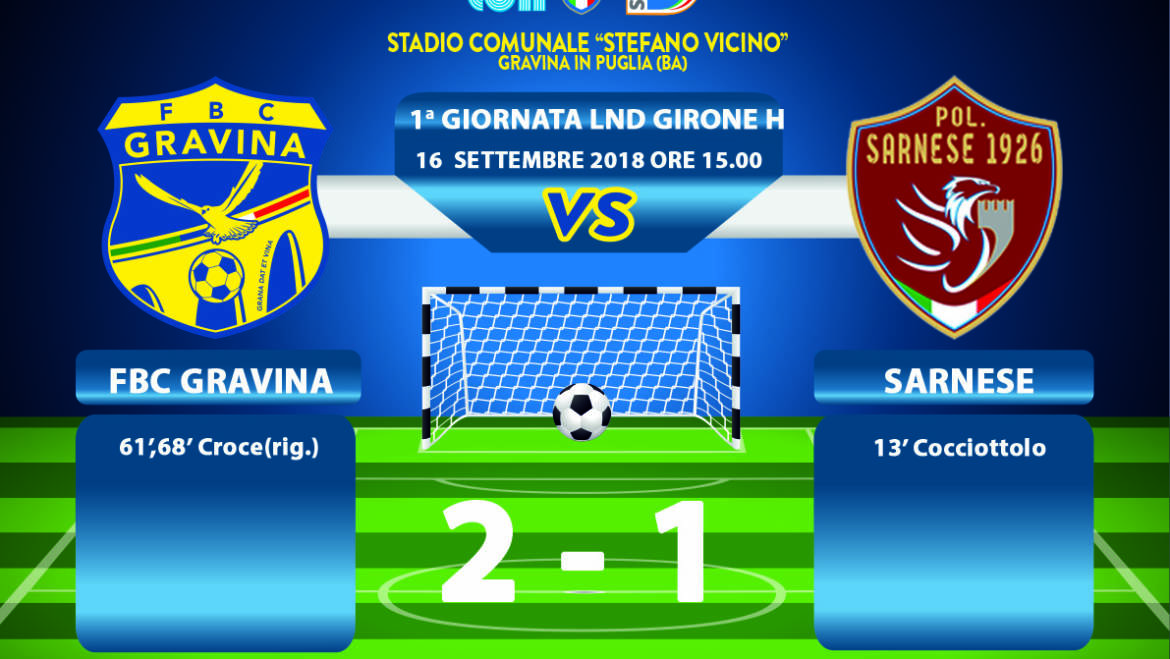 1a Giornata LND Girone H: FBC Gravina- Sarnese