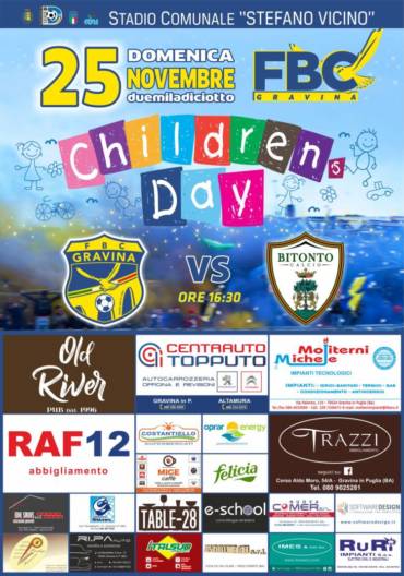 “Children’s day”, al Vicino sono i bambini i protagonisti di FBC Gravina – Bitonto