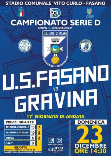 Fasano – FBC Gravina: info settore ospiti