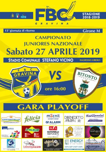 Juniores, al via i playoff: al Vicino arriva il Bitonto