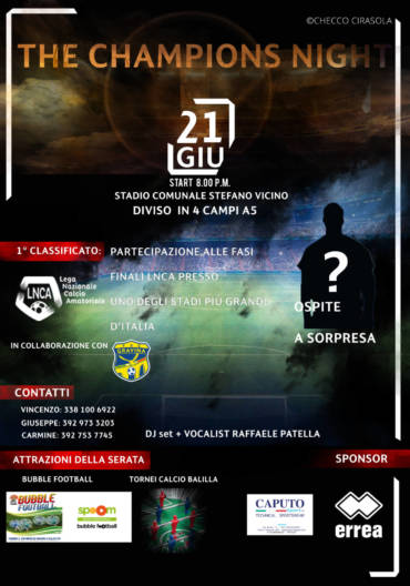 “The Champions Night”, si accendono le luci al Vicino di Gravina