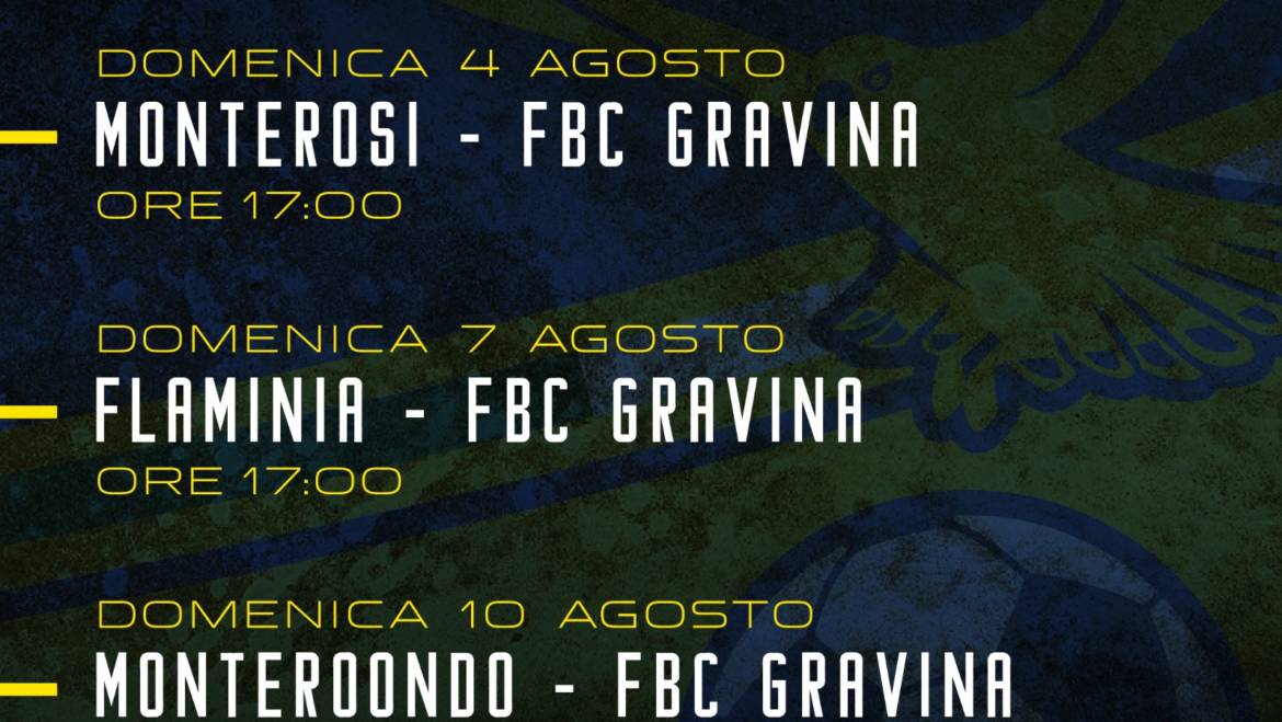 FBC Gravina, il carnet delle amichevoli a Cascia